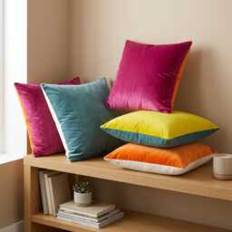 Velvet Cushion Cover Personalised Two-Tone Reversible Pillow Covers - All Sizes 42 Colour Choices - thumbnail 3