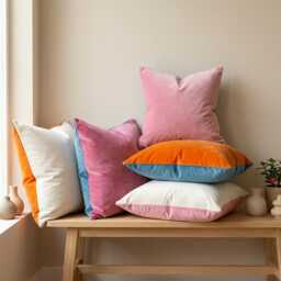Velvet Cushion Cover Personalised Two-Tone Reversible Pillow Covers - All Sizes 42 Colour Choices - thumbnail 1
