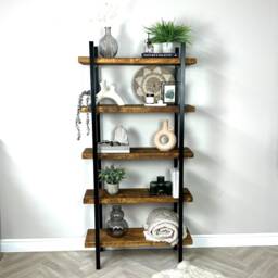 Handmade Rustic Ladder Shelf Industrial Solid Wood Bookcase - thumbnail 2