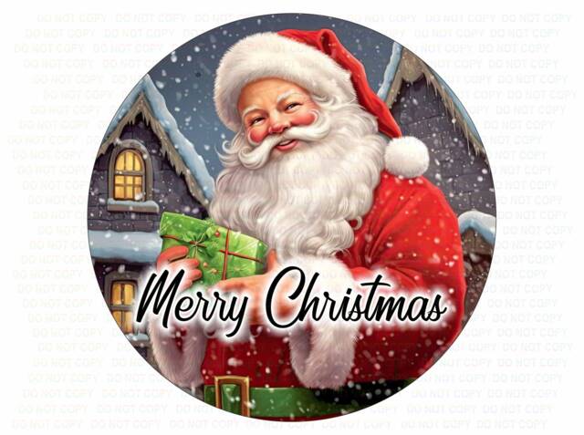 Santa Claus Sign, Santa Xmas Wreath Merry Christmas Sign Uk, Round Sack - image 1