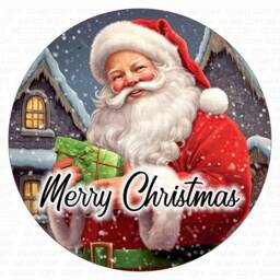 Santa Claus Sign, Santa Xmas Wreath Merry Christmas Sign Uk, Round Sack - thumbnail 3
