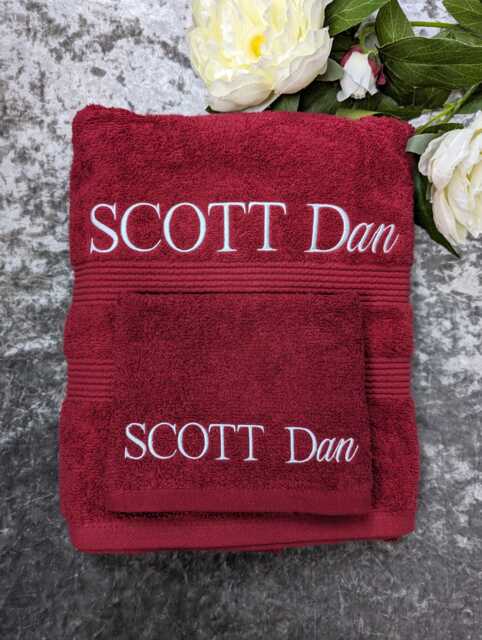 Personalised Embroidered Cotton Bath Towel & Face Cloth Set - image 1