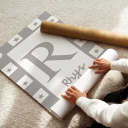 Grey Star Personalised Initial Wall Print For Childrens Bedroom, Nursery Or Playroom - thumbnail 2