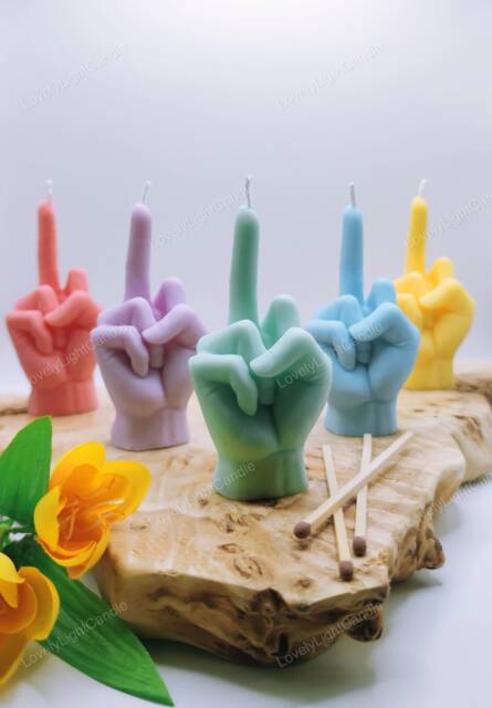 Middle Finger Candle Gift Funny Christmas Handmade Vegan Soy Wax Birthday Hand Gesture Present Joke - image 1