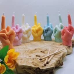 Middle Finger Candle Gift Funny Christmas Handmade Vegan Soy Wax Birthday Hand Gesture Present Joke - thumbnail 2