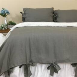 Duvet Cover With Ties -White, Grey, Cream, Pink, Blue, Stripe, Chevron, 40+ Colors, Custom Size, Lovely Bow - thumbnail 4