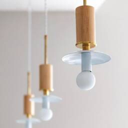 White Candelabra Modern Pendant Lamp Mid Century Light Wood Ceiling Lighting Kitchen Bedroom - thumbnail 2