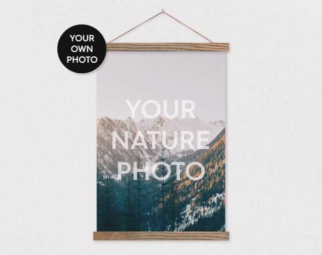 Custom Nature Photo in Portrait Printed On Canvas With Wood Poster Scroll Frame - Your Own Photo-Family Room Decor-Pix Hanger - image 1