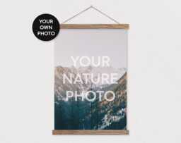 Custom Nature Photo in Portrait Printed On Canvas With Wood Poster Scroll Frame - Your Own Photo-Family Room Decor-Pix Hanger - thumbnail 1
