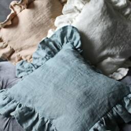 Linen Ruffle Pillowcase Envelope Style Pillow Case Cushion Covers Natural Stonewashed Soft - thumbnail 3
