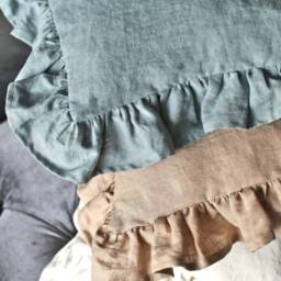 Linen Ruffle Pillowcase Envelope Style Pillow Case Cushion Covers Natural Stonewashed Soft - thumbnail 4
