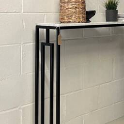 Marble Console Table Radiator Cover With Art-Deco Pattern On The Sides Hallway Furniture Carrara - thumbnail 4