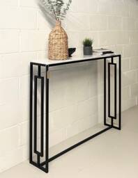 Marble Console Table Radiator Cover With Art-Deco Pattern On The Sides Hallway Furniture Carrara - thumbnail 1