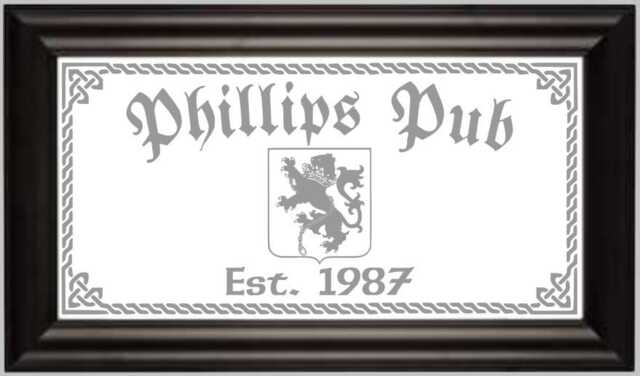 Personalized Family Crest Coat Of Arms Mirror in Barnwood Frame, Bar Mirror, Custom Engraved Barn Wood Mirror, 12x24 - image 1