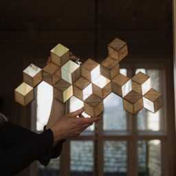 Geometric Rhombille Tiling Wall Art Wood & Acrylic Modern Sculpture - thumbnail 4