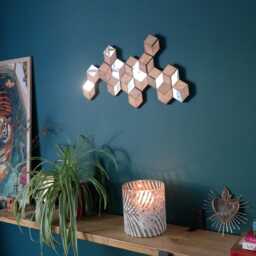 Geometric Rhombille Tiling Wall Art Wood & Acrylic Modern Sculpture - thumbnail 3
