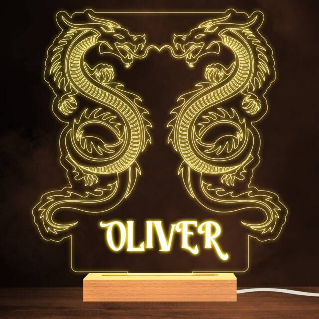 Cool Tribal Dragons Warm White Lamp Personalised Gift Night Light - Bedroom - image 1