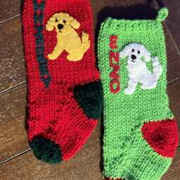 Custom Golden Retriever Stocking, Hand Knit Dog Christmas Stocking - thumbnail 3
