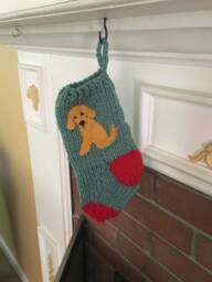 Custom Golden Retriever Stocking, Hand Knit Dog Christmas Stocking - thumbnail 1