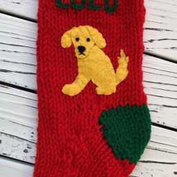 Custom Golden Retriever Stocking, Hand Knit Dog Christmas Stocking - thumbnail 2