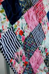 Reduced Price Flower Patchwork Baby Quilt, Boho Floral Newborn Minky Girl Blanket, Gift, Mint - thumbnail 1