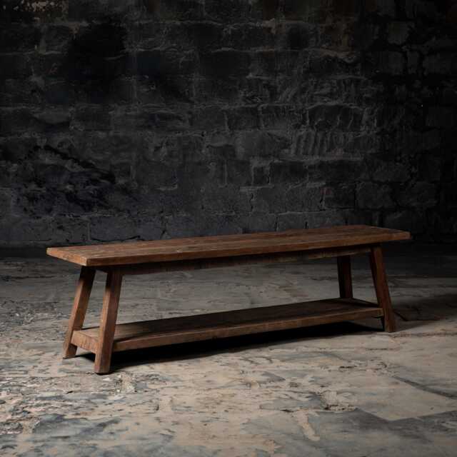 Handcrafted Reclaimed Wood Bench With Shelf Rustic Sleeper - image 1