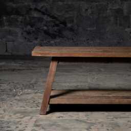 Handcrafted Reclaimed Wood Bench With Shelf Rustic Sleeper - thumbnail 3