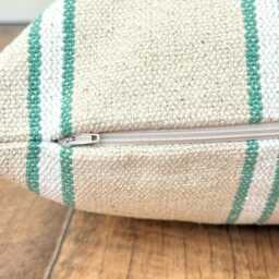 1705. Albi Green Stripe Heavy French Linen Look Cushion Cover, Various Sizes - thumbnail 2