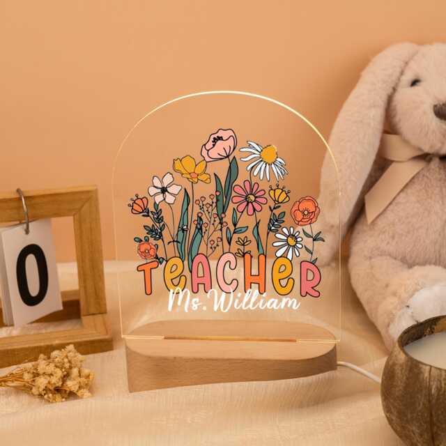 Personalized Teacher Night Light Gift, Thank You Gift For Appreciation Gift, Teacher Desk Lamp, Home Decor, End Of Year - image 1