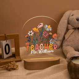 Personalized Teacher Night Light Gift, Thank You Gift For Appreciation Gift, Teacher Desk Lamp, Home Decor, End Of Year - thumbnail 4