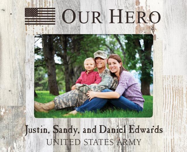 Personalized Military Photo Frame - Engraved Usa Hero Picture Pallet Gift Retirement Fathers Day - image 1