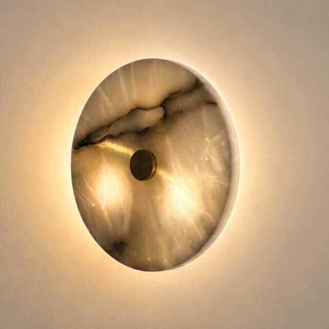 Natural Alabaster Wall Sconce - Mid Century Modern Lamp Luxury Marble Bedroom Hallway Living Room Lighting - image 1