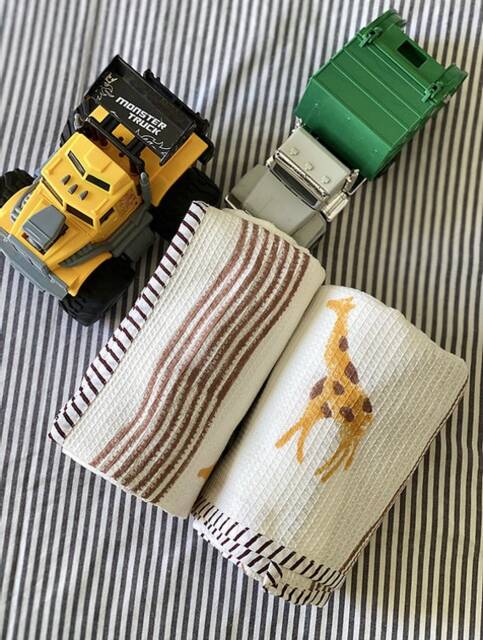 Masai Giraffe Bath Towel Set - Face Towel, Hand & Set, Waffle Towel-Bathroom Accessories-Bed Bath- Made in India - image 1