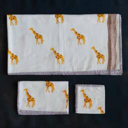 Masai Giraffe Bath Towel Set - Face Towel, Hand & Set, Waffle Towel-Bathroom Accessories-Bed Bath- Made in India - thumbnail 3