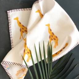 Masai Giraffe Bath Towel Set - Face Towel, Hand & Set, Waffle Towel-Bathroom Accessories-Bed Bath- Made in India - thumbnail 2