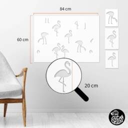 Flamingo Flock Stencil For Painting Walls - Tropcial Nursery Wall Stencil Diy Decor - thumbnail 2