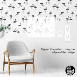Flamingo Flock Stencil For Painting Walls - Tropcial Nursery Wall Stencil Diy Decor - thumbnail 3