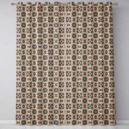 Intricate Moroccan Star Tile Blue Beige Pattern Seamless Readymade Eyelet Ring Top Thermal 100% Blackout Curtains - thumbnail 2