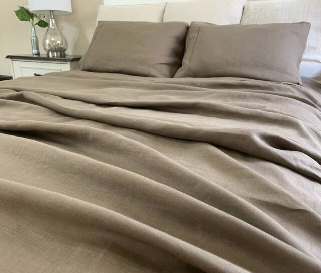 Cedar Dark Brown Bed Sheets, Linen, Natural Linen Available in All Sizes Or Custom Size - image 1