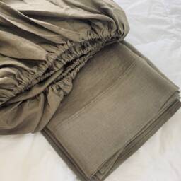 Cedar Dark Brown Bed Sheets, Linen, Natural Linen Available in All Sizes Or Custom Size - thumbnail 3