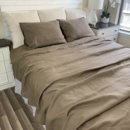 Cedar Dark Brown Bed Sheets, Linen, Natural Linen Available in All Sizes Or Custom Size - thumbnail 2