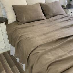 Cedar Dark Brown Bed Sheets, Linen, Natural Linen Available in All Sizes Or Custom Size - thumbnail 4