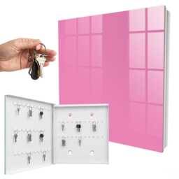 Cool Pink Wall Mounted Key Cabinet, Box For Wall, Minimalist Backgrounds & Patterns, Lovers Of Pastel Tones - thumbnail 2