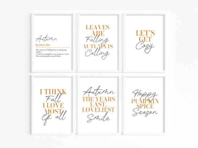 Any Quantity/Combo, Autumn Prints, Pumpkin Wall Decor, Hello Art, Spice Prints, Autumnal Quotes, October - image 1
