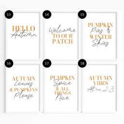Any Quantity/Combo, Autumn Prints, Pumpkin Wall Decor, Hello Art, Spice Prints, Autumnal Quotes, October - thumbnail 2