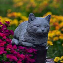 Concrete Sleeping Cat Figurine Front Door Sculpture Garden Animal Ornament Stone Kitty Statue Outdoor Figure Cat Lover Gift Home Decor - thumbnail 2