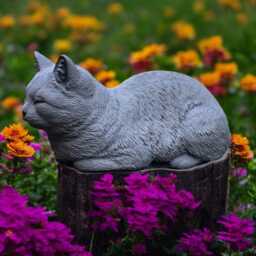 Concrete Sleeping Cat Figurine Front Door Sculpture Garden Animal Ornament Stone Kitty Statue Outdoor Figure Cat Lover Gift Home Decor - thumbnail 3