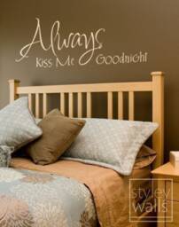 Always Kiss Me Goodnight Wall Decal Romantic Vinyl Words Lettering, Quote Decal, Home Bedroom