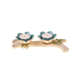 Candlestick Pair Of Flower Flasks On A Branch