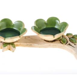 Candlestick Pair Of Flower Flasks On A Branch - thumbnail 3